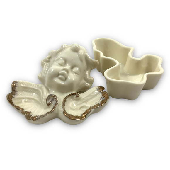 Antique porcelain angel box - Picture 7 of 9